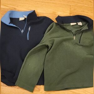 LL beans Navy and Olive Fleece Pullovers - bundle of 2